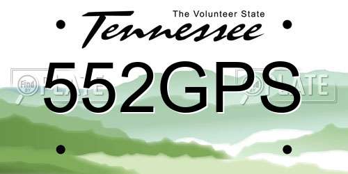 552GPS Tennessee License Plate