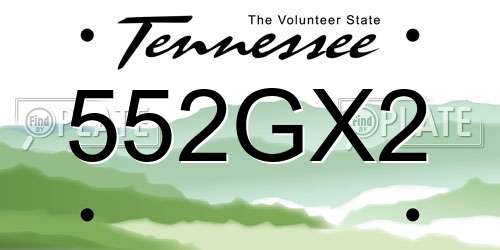 552GX2 Tennessee License Plate