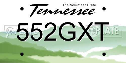 552GXT Tennessee License Plate