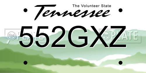 552GXZ Tennessee License Plate