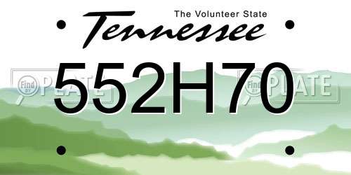 552H70 Tennessee License Plate