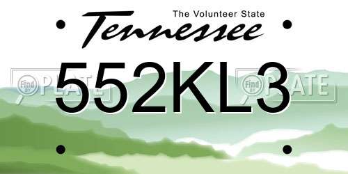 552KL3 Tennessee License Plate