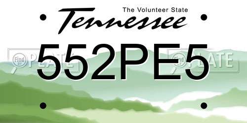552PE5 Tennessee License Plate