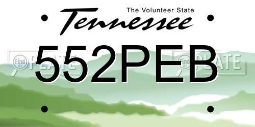 552PEB Tennessee License Plate