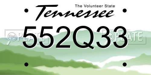 552Q33 Tennessee License Plate