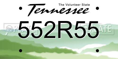 552R55 Tennessee License Plate