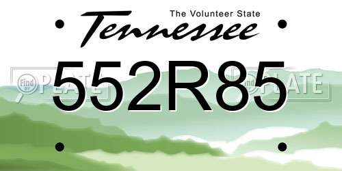 552R85 Tennessee License Plate