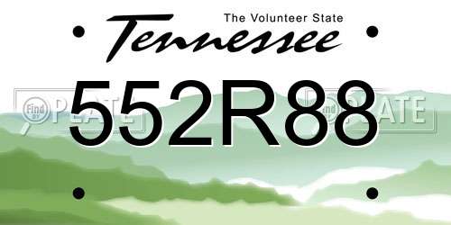 552R88 Tennessee License Plate