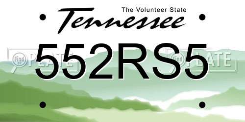 552RS5 Tennessee License Plate