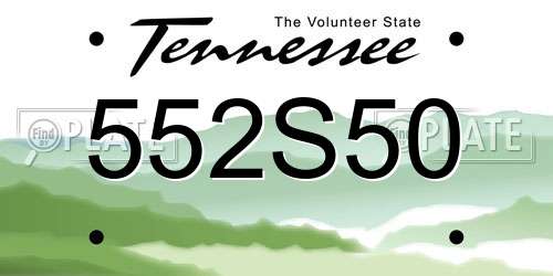 552S50 Tennessee License Plate