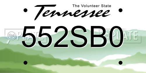 552SB0 Tennessee License Plate