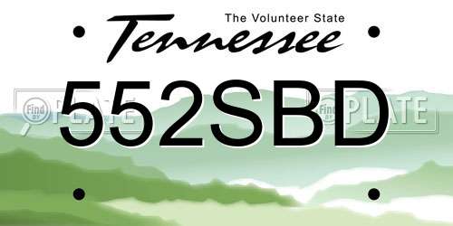 552SBD Tennessee License Plate