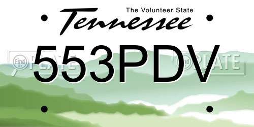 553PDV Tennessee License Plate