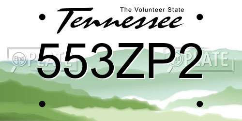 553ZP2 Tennessee License Plate