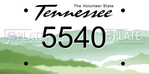 5540 Tennessee License Plate