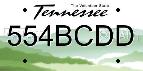 554BCDD Tennessee License Plate