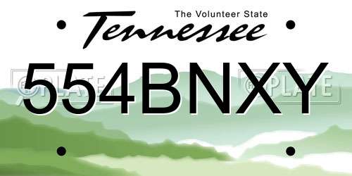 554BNXY Tennessee License Plate