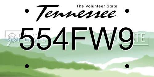 554FW9 Tennessee License Plate