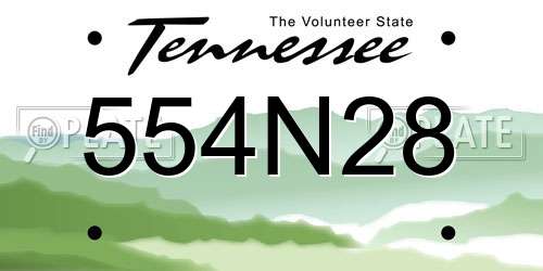 554N28 Tennessee License Plate