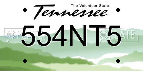 554NT5 Tennessee License Plate