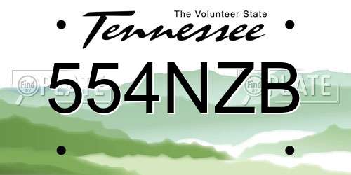 554NZB Tennessee License Plate