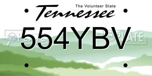 554YBV Tennessee License Plate