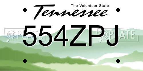 554ZPJ Tennessee License Plate