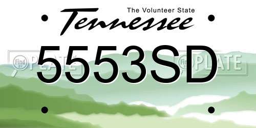 5553SD Tennessee License Plate