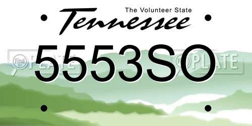 5553SO Tennessee License Plate
