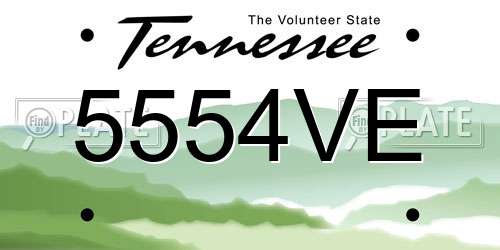 5554VE Tennessee License Plate
