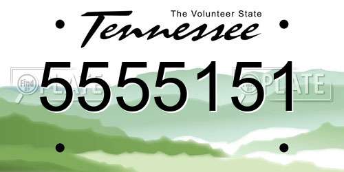 5555151 Tennessee License Plate