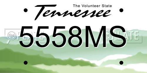 5558MS Tennessee License Plate