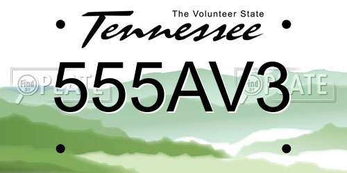 555AV3 Tennessee License Plate