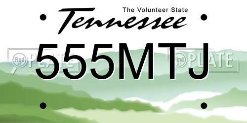 555MTJ Tennessee License Plate