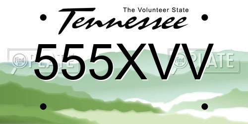555XVV Tennessee License Plate