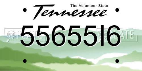 55655I6 Tennessee License Plate