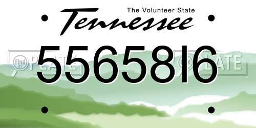 55658I6 Tennessee License Plate