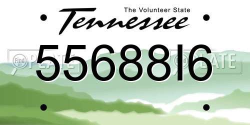 55688I6 Tennessee License Plate