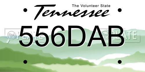 556DAB Tennessee License Plate