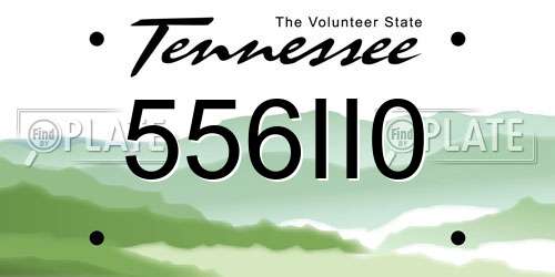 556II0 Tennessee License Plate