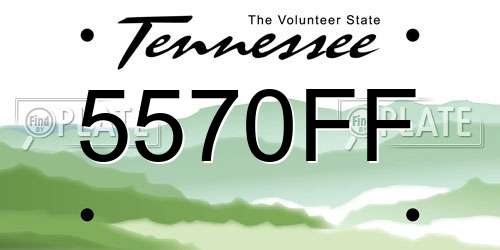 5570FF Tennessee License Plate