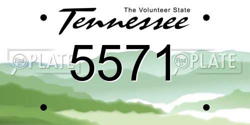 5571 Tennessee License Plate