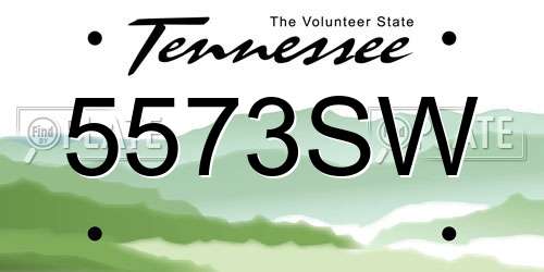 5573SW Tennessee License Plate