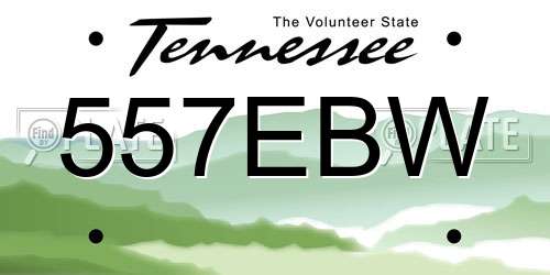 557EBW Tennessee License Plate