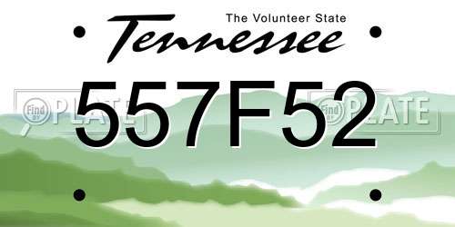 557F52 Tennessee License Plate