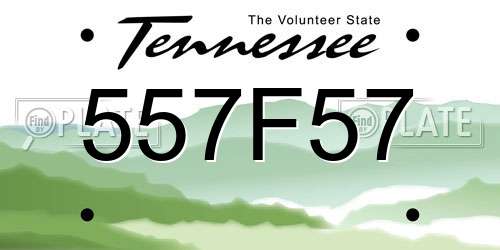 557F57 Tennessee License Plate