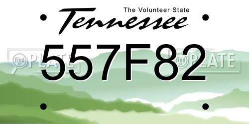 557F82 Tennessee License Plate