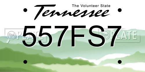 557FS7 Tennessee License Plate