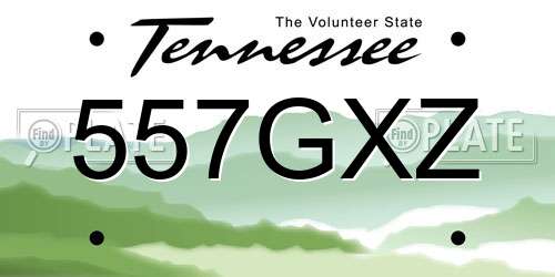 557GXZ Tennessee License Plate