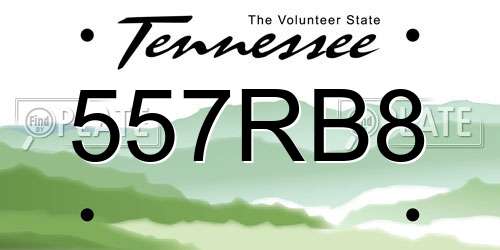 557RB8 Tennessee License Plate